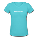 aqua / S #BORNTOPICKLEBALL - Women's Premium V-Neck Cotton Tee