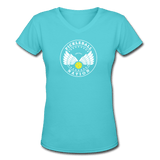 aqua / S Pickleball Nation - Women's Premium V-Neck Cotton Tee