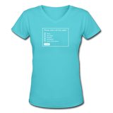 aqua / S Select all that apply. Wine and Pickleball? - Women's Premium V-Neck Cotton Tee