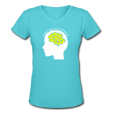 aqua / S Your brain on pickleball. - Women's Premium V-Neck Cotton Tee