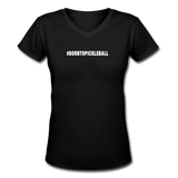 black / S #BORNTOPICKLEBALL - Women's Premium V-Neck Cotton Tee