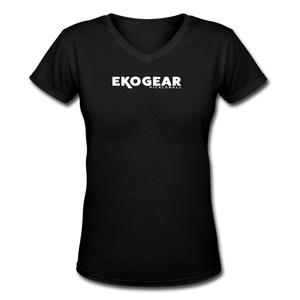 black / S Ekogear Pickleball Team Gear - Women's Premium V-Neck Cotton Tee