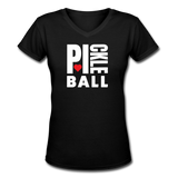 black / S I Heart Pickleball - Women's Premium V-Neck Cotton Tee