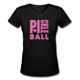 black / S I Heart Pickleball - Women's Premium V-Neck Tee