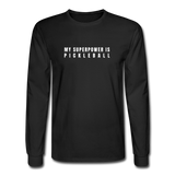 black / S My superpower is pickleball - Men's Premium Long Sleeve Cotton Tee