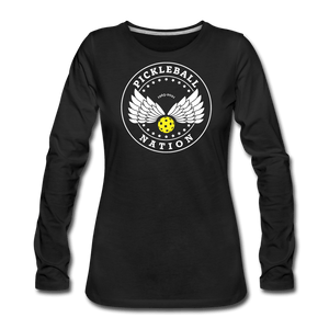 black / S Pickleball Nation - Women's Premium Long Sleeve Tee