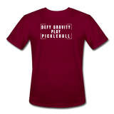 burgundy / S Defy gravity. Play pickleball. - Men’s Performance Tee