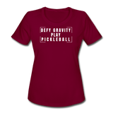 burgundy / S Defy gravity. Play pickleball. - Women's Performance Tee