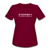 burgundy / S My Superpower is Pickleball - Women's Performance Tee