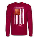 dark red / S Pickleball Flag - Men's Long Sleeve Tee