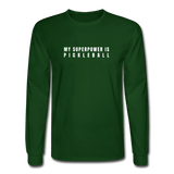 forest green / S My Superpower is Pickleball - Men's Premium Long Sleeve Cotton Tee