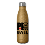 gold glitter I Heart Pickleball -  Insulated Stainless Steel Hydration Flask 17oz