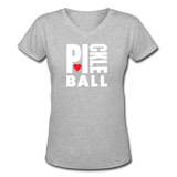 gray / S I Heart Pickleball - Women's Premium V-Neck Cotton Tee