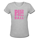 gray / S I Heart Pickleball - Women's Premium V-Neck Tee