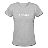 gray / S My Superpower is Pickleball - Women’s Premium V-Neck Cotton Tee