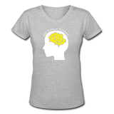 gray / S Your brain on pickleball. - Women's Premium V-Neck Cotton Tee