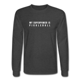 heather black / S My Superpower is Pickleball - Men's Premium Long Sleeve Cotton Tee