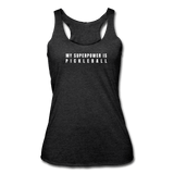 heather black / S My Superpower is Pickleball - Women’s Tri-Blend Racerback Tank