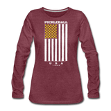 heather burgundy / S Pickleball Flag - Women's Premium Long Sleeve Tee