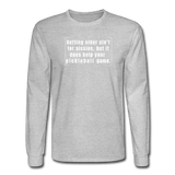 heather gray / S Getting older ain't for sissies, but it does help your pickleball game. - Men's Long Sleeve Tee