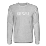 heather gray / S My Superpower is Pickleball - Men's Premium Long Sleeve Cotton Tee