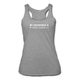 heather gray / S My Superpower is Pickleball - Women’s Tri-Blend Racerback Tank