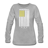 heather gray / S Pickleball Flag - Women's Premium Long Sleeve Tee