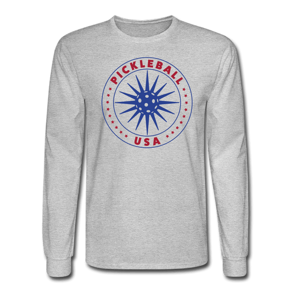 heather gray / S Pickleball USA - Men's Long Sleeve Tee