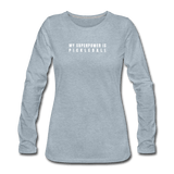 heather ice blue / S My Superpower is Pickleball - Women's Premium Long Sleeve Cotton Tee