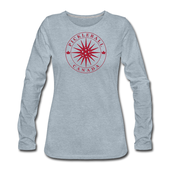 heather ice blue / S Pickleball Canada - Women's Premium Long Sleeve Tee