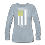 heather ice blue / S Pickleball Flag - Women's Premium Long Sleeve Tee