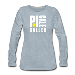 heather ice blue / S Pickleballer - Women's Premium Long Sleeve Tee