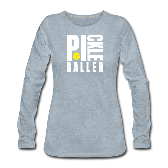 heather ice blue / S Pickleballer - Women's Premium Long Sleeve Tee