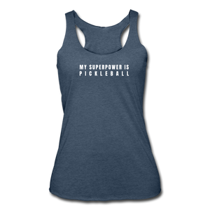 heather navy / S My Superpower is Pickleball - Women’s Tri-Blend Racerback Tank