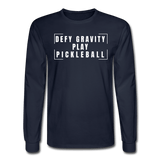 navy / S Defy gravity. Play pickleball. - Men's Long Sleeve Tee