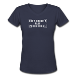 navy / S Defy Gravity. Play Pickleball. - Women's Premium V-Neck Cotton Tee