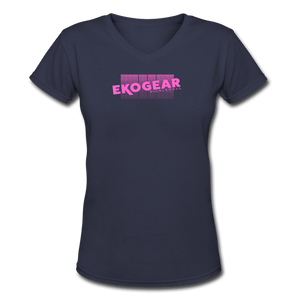 navy / S Ekogear Pickelball Pro Team Gear - Women's Premium V-Neck Cotton Tee