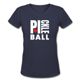 navy / S I Heart Pickleball - Women's Premium V-Neck Cotton Tee