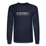 navy / S My Superpower is Pickleball - Men's Premium Long Sleeve Cotton Tee