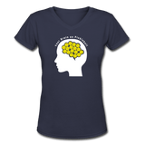 navy / S Your brain on pickleball. - Women's Premium V-Neck Cotton Tee