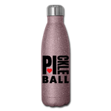 pink glitter I Heart Pickleball -  Insulated Stainless Steel Hydration Flask 17oz