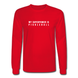 red / S My superpower is pickleball - Men's Premium Long Sleeve Cotton Tee