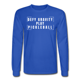 royal blue / S Defy gravity. Play pickleball. - Men's Long Sleeve Tee