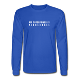 royal blue / S My Superpower is Pickleball - Men's Premium Long Sleeve Cotton Tee