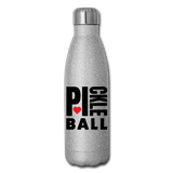 silver glitter I Heart Pickleball -  Insulated Stainless Steel Hydration Flask 17oz