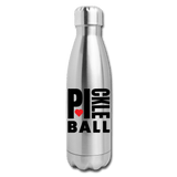 silver I Heart Pickleball -  Insulated Stainless Steel Hydration Flask 17oz