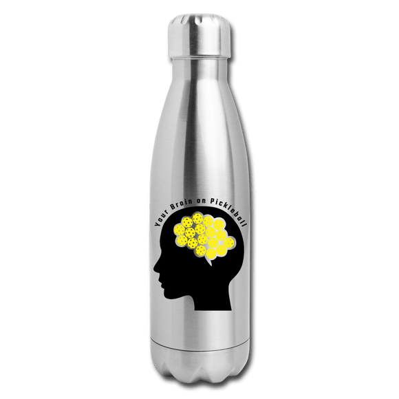 silver Your Brain on Pickleball - Insulated Stainless Steel Water Bottle