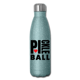 turquoise glitter I Heart Pickleball -  Insulated Stainless Steel Hydration Flask 17oz