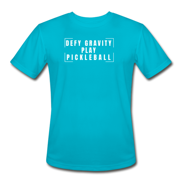 turquoise / S Defy gravity. Play pickleball. - Men’s Performance Tee