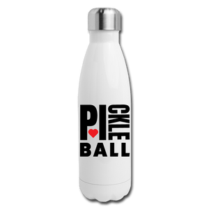 white I Heart Pickleball -  Insulated Stainless Steel Hydration Flask 17oz